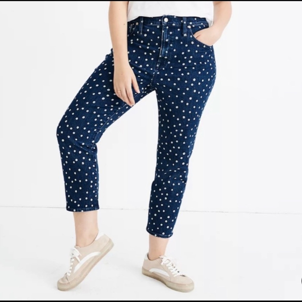 Madewell High Rise Slim Crop Boyjean - Polka Dot